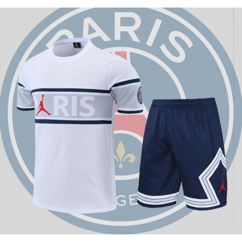 22/23 Paris Saint-Germain Jordan Edition training suit short sleeve kit white blue