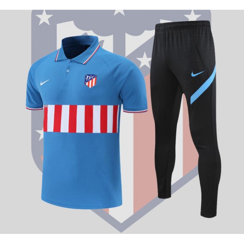 Atletico Madrid POLO kit Blue red and white stripes 2022