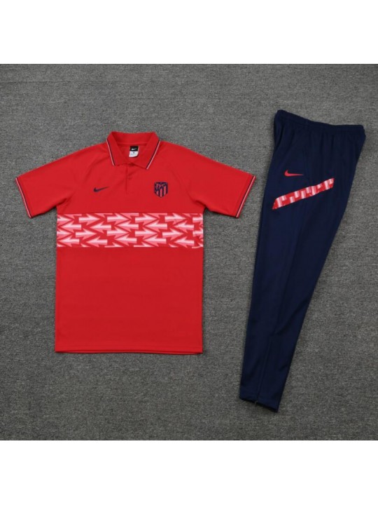 Atletico Madrid POLO kit red and white pattern 2022