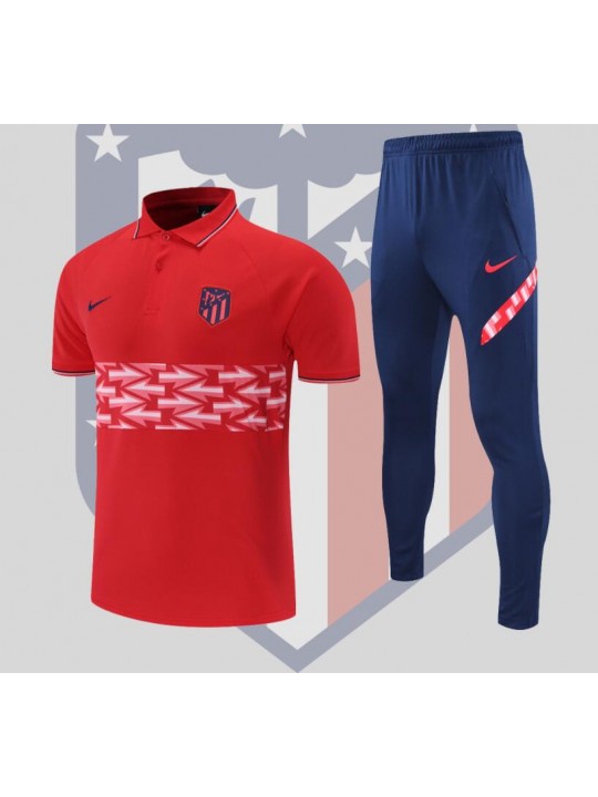 Atletico Madrid POLO kit red and white pattern 2022