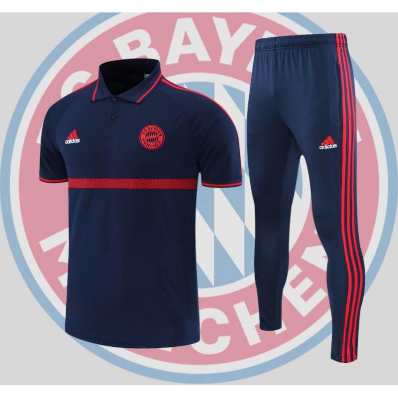 Bayern Munich POLO kit dark blue and red stripes 2022